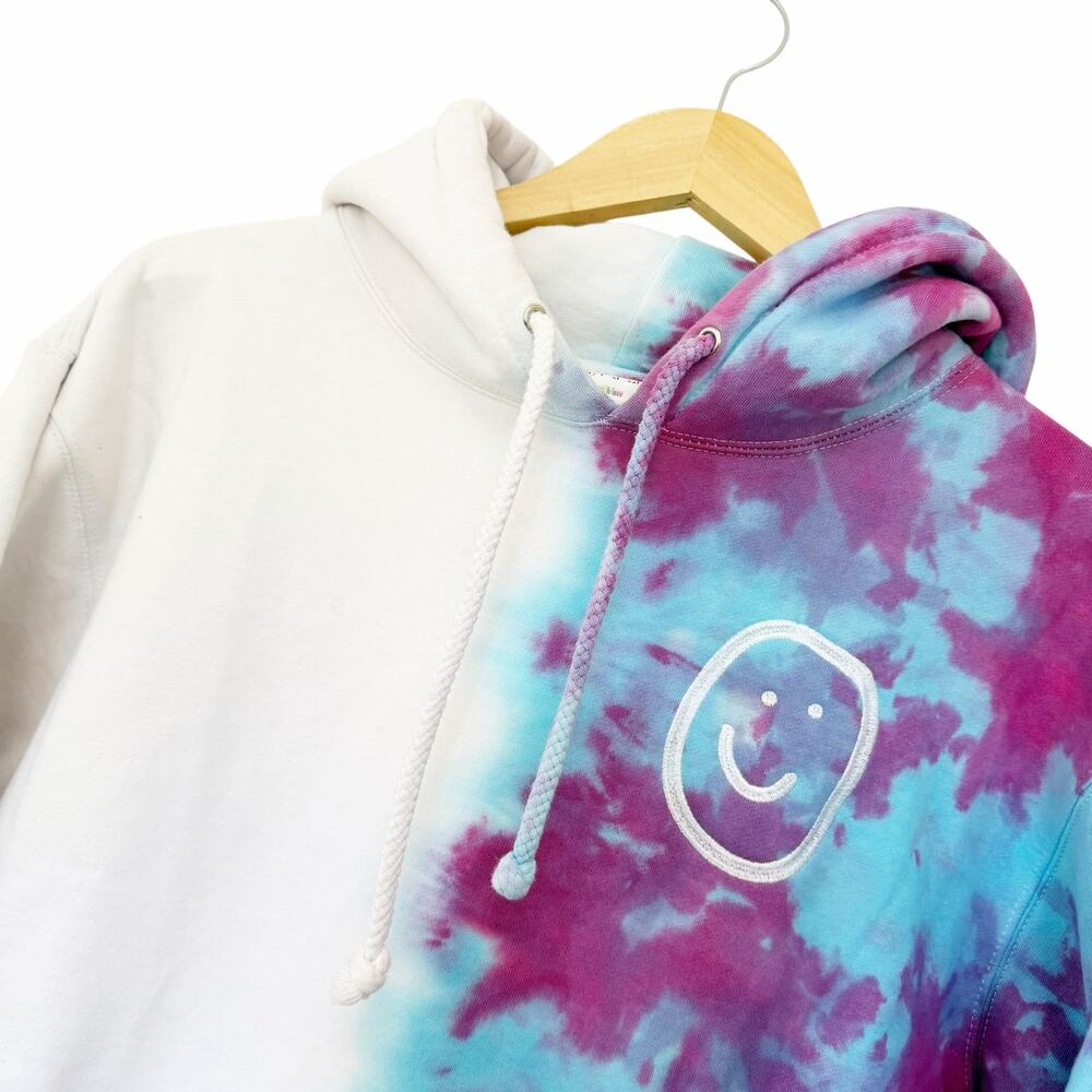 Happiness Project Blue Pink White Tie Dye Hoodie Sz M